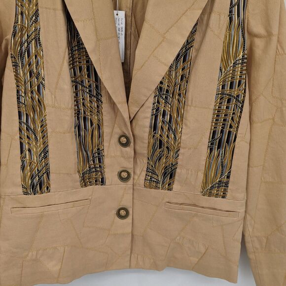 NWT Vintage 90s Silk Box Jacket Patchwork Stitching Lagenlook Cottagecore Size 6 - Picture 4 of 9